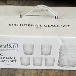 New in box Bond&6 Hobnail 10oz glass set 6pc