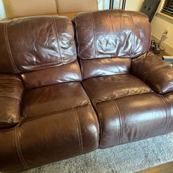 Brown Leather Reclining Couch