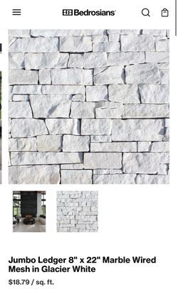 Jumbo Ledger 8" x 22" Marble Wired Mesh in Glacier White
