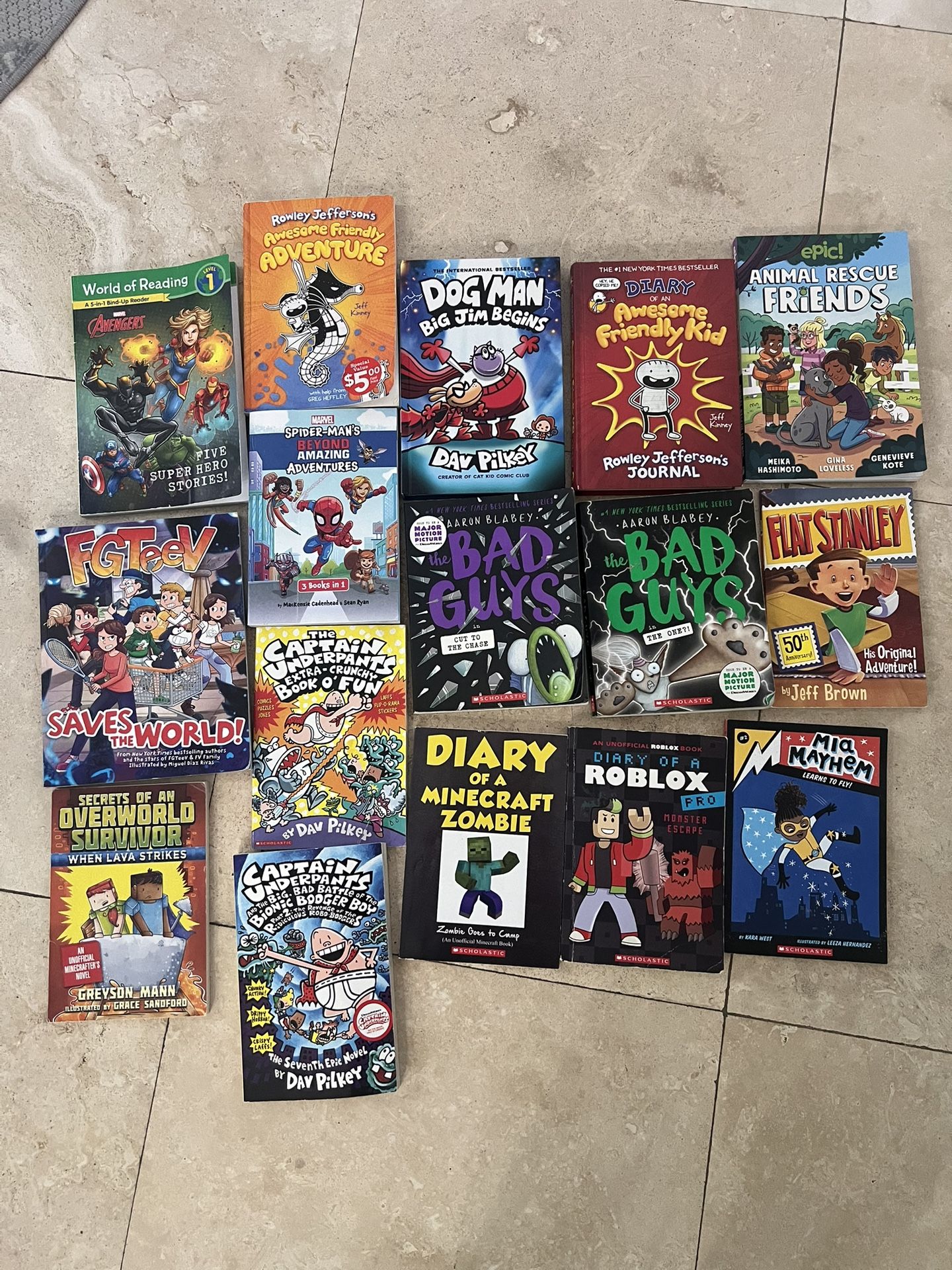 Books For Kids. Dog Man, Epic, Fgteev, Diary, Bad Guys, Roblox,