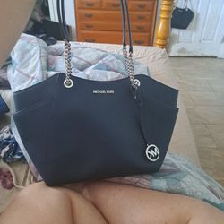 Navy With Silver Chain Michael Kors Purse