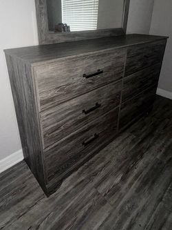 Grey Wood 6-Drawer Dresser