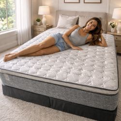 Queen Size Pillow Top Mattress – 14” Thick | ✨ Brand New from Factory | Excellent Comfort | Also in Twin, Full & King | 🚚 Same-Day Delivery