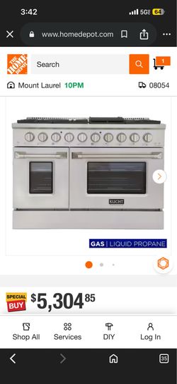 Kucht Gas Range Pro-Style 48 in.. Double Oven in Stainless Steel