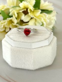 Sterling Silver Heart Ring, Size 7