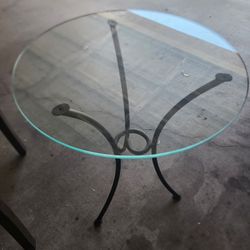 Metal  Round Glass Table 