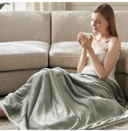 Heated Blanket Throw Size Fast Warming Heating Electric Throw Blanket with 6 Heat Settings & 4 Hours Auto-Off, Ideal Gift for Her, 50"x60", Sage Green