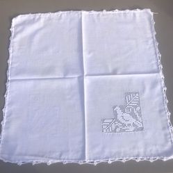 Mexican Napkin Servilleta Handwoven White Tortillas Flowers - New  12 PCs