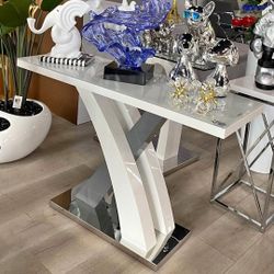 Modern Entryway Table Sofa Table New Glossy White