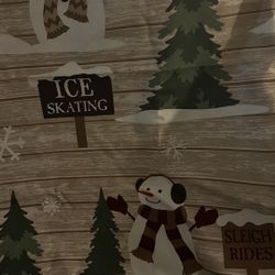 Snowman Shower Curtain Set W/ Hooks 