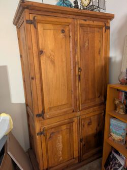 Vintage Rustic Solid Pine Storage Cabinet / Armoire