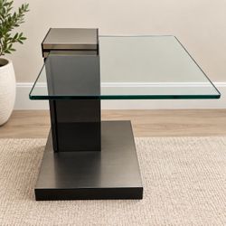 Modern Glass Side Table with Storage