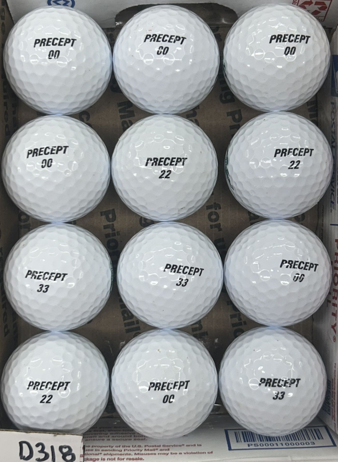 12 Precept Laddie Golf Balls 5/4a Lot D318-D321