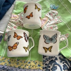 England Bone China Butterfly Tea Mugs Vintage 