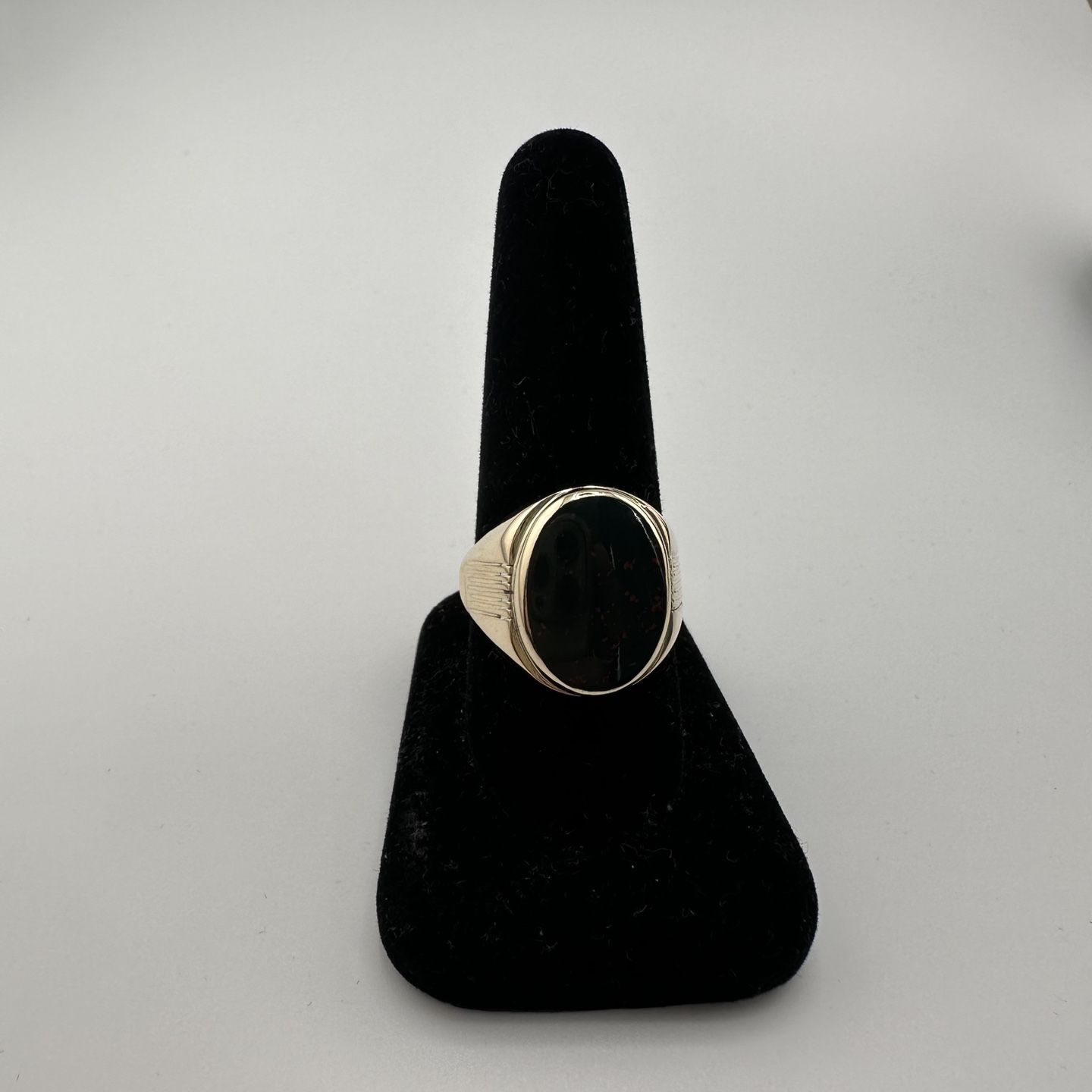 Black Enamel Ring Mounted In 10k Gold