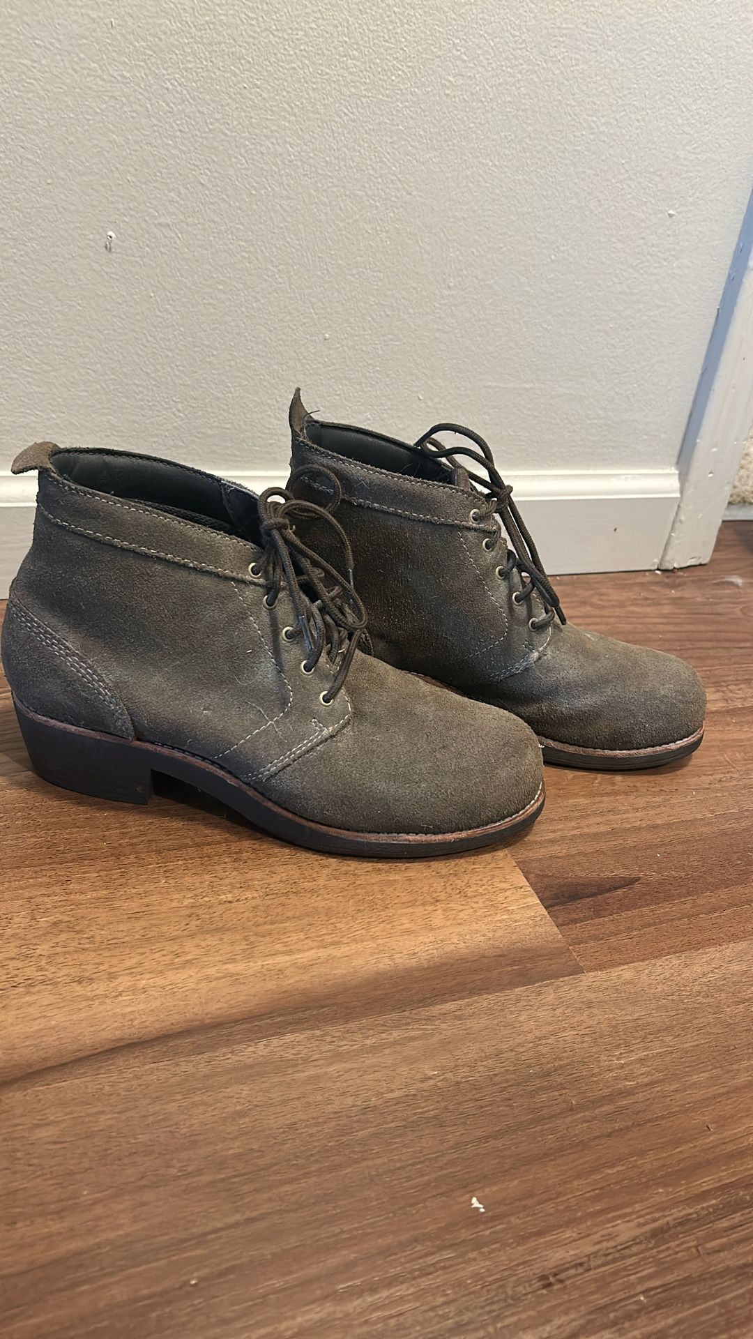 Olive Green Composite Toe Boots, Size 9
