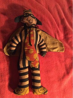 MCDONALD'S HAMBURGLAR PLUSH TOY VINTAGE 1970s 16.5" W/ CAPE