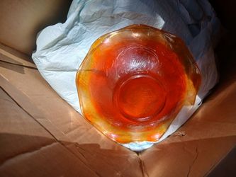 Scalloped orange and caramel bowl