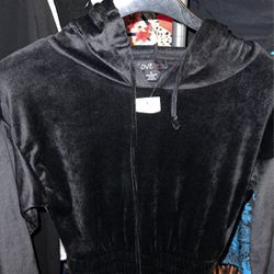 Black velvet hoodie