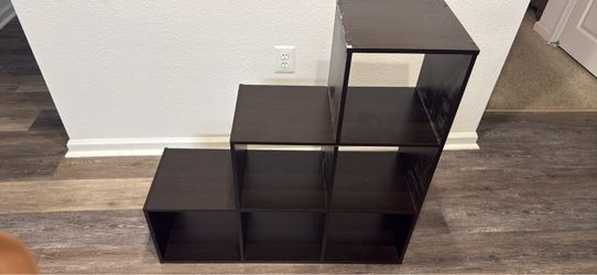 Dark Brown Staircase Cube Bookshelf