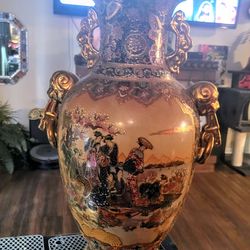 Rare Antique Japanese Satsuma Vase Decoration 1860 23"