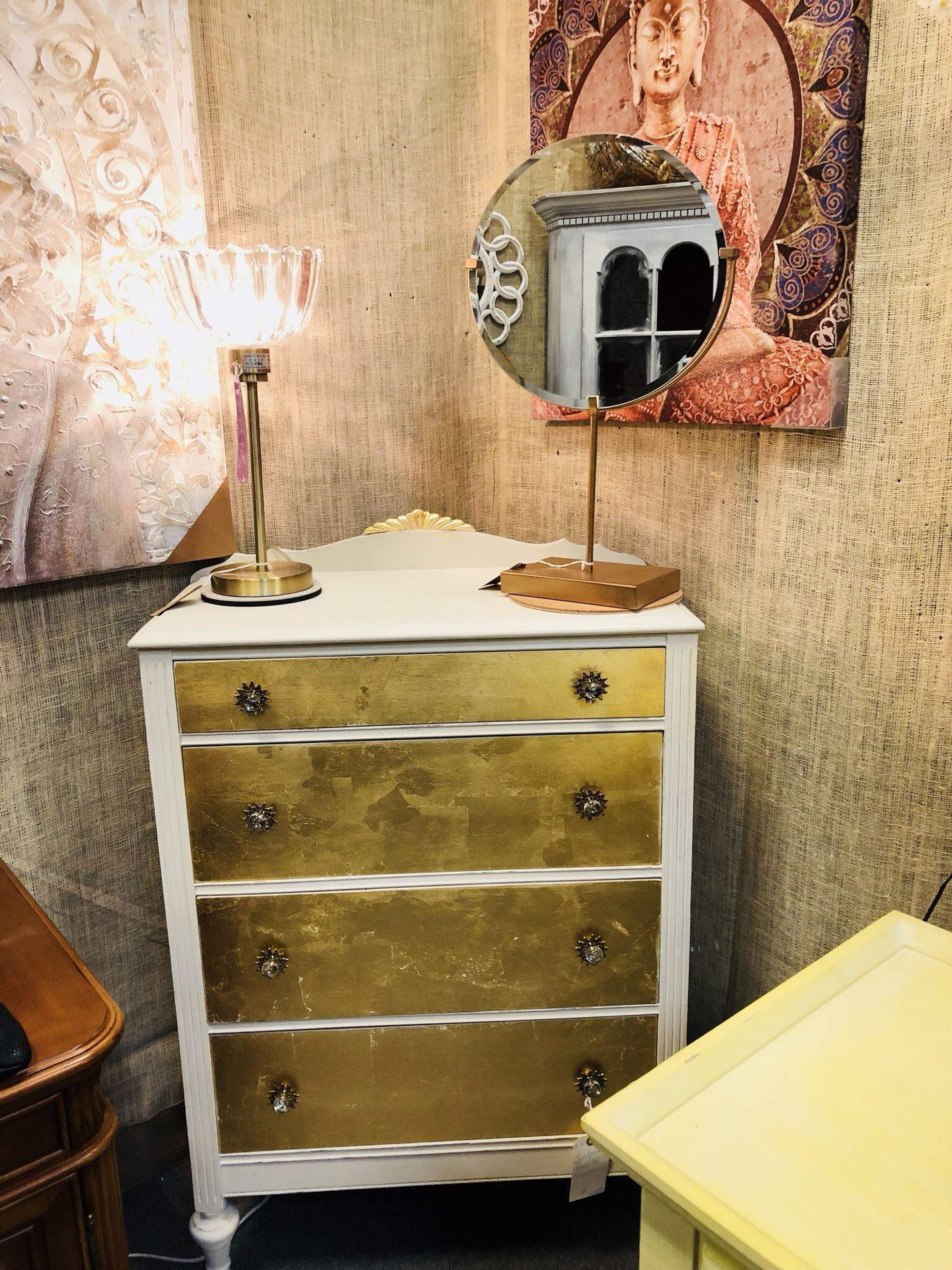 Beautiful Antique 4 drawer gold leaf dresser...