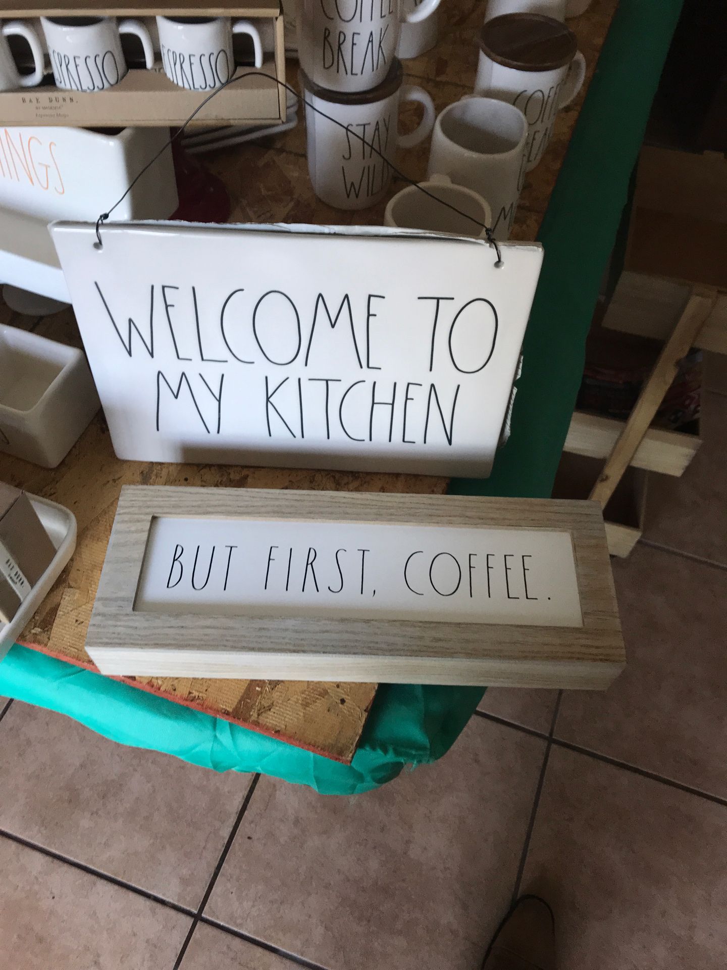 Rae Dunn WELCOME TO MY KITCHEN 12 x 8.5 large ceramic sign. - Bur First, Coffee sign 🤠Love it ..