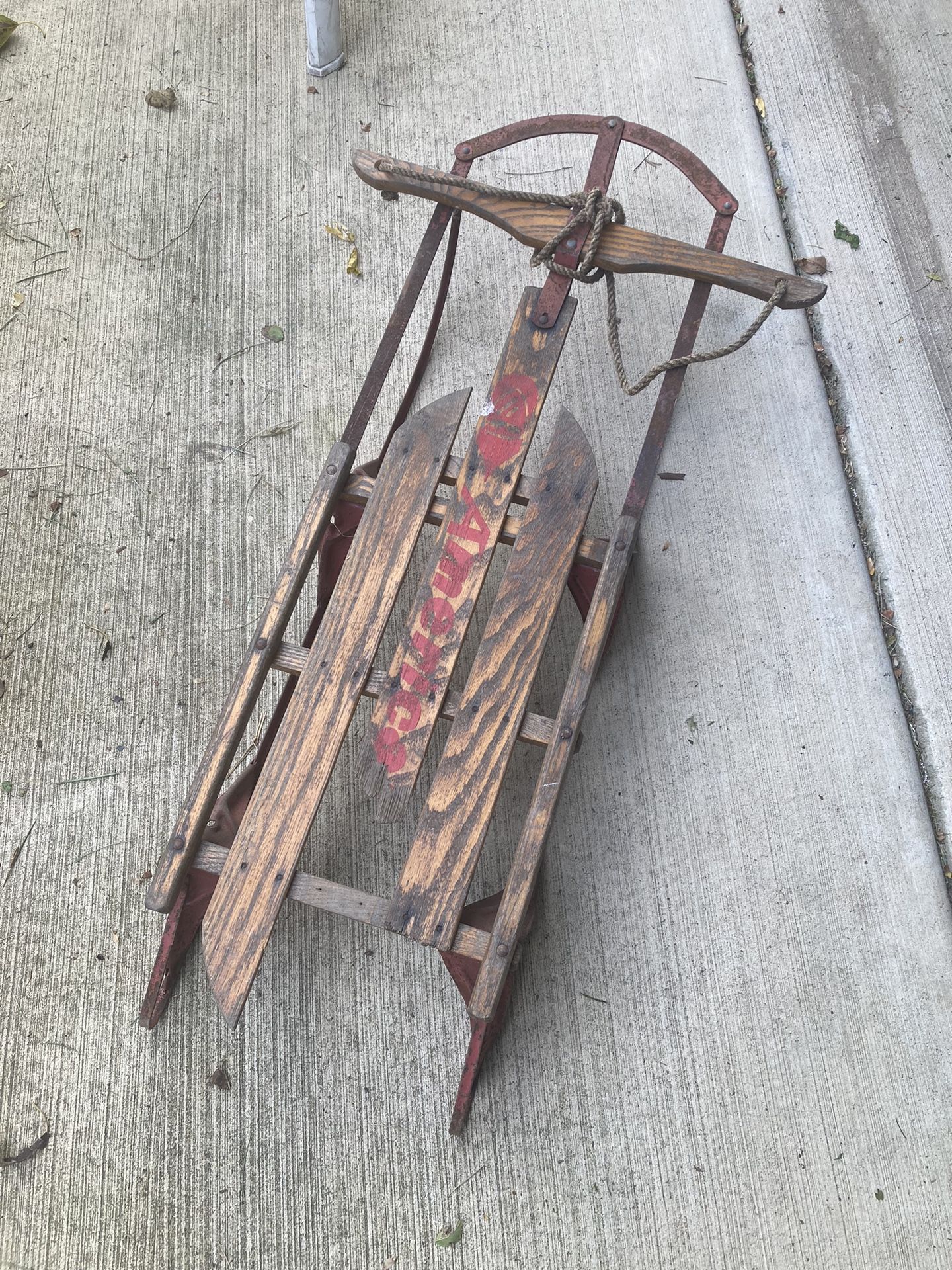 Antique AMERICAN ACME Steerable Child’s Snow Sled