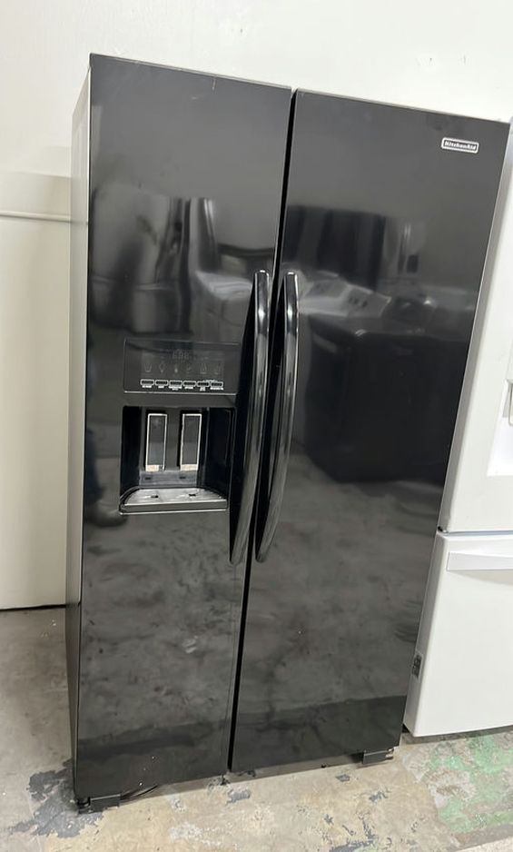 KitchenAid Side by Side Black Fridge with Ice Maker