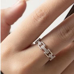 Solid Sterling Silver 925 Geometric Minimalist Open Ring  #wedding