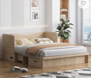Queen Murphy Bed Cabinet and Trifold memory foam mattress