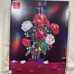 Rose Flowers Bouquet Building Vase Set for Adult