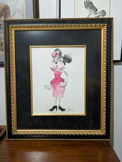Framed Couture Minnie Mouse Pink Dress Watercolor