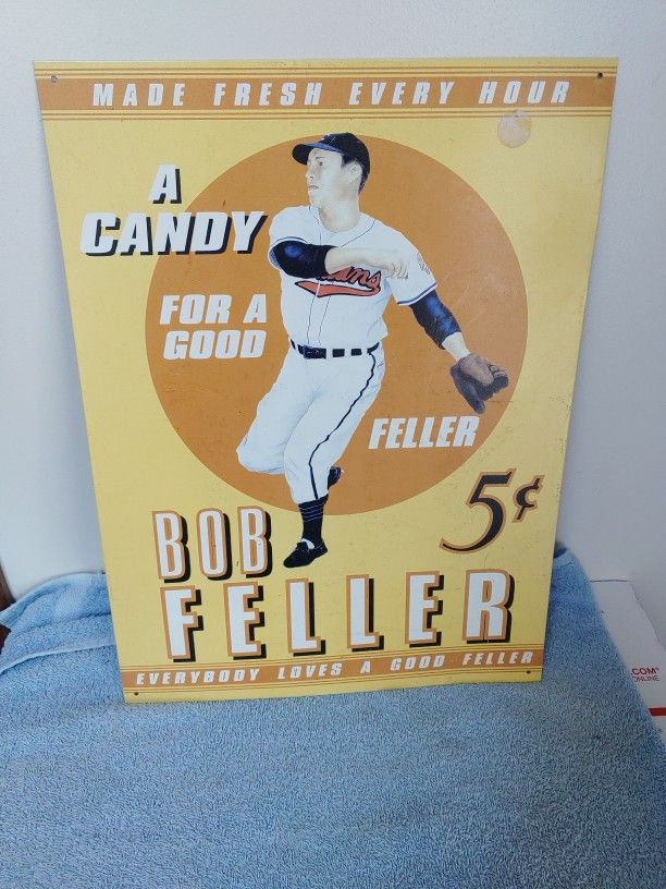 1993 Bob Feller (Baseball) Metal Tin Sign 16"x12"