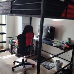 Loft Queen Size Bed Frame With Desk 