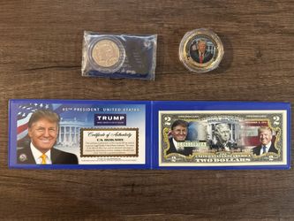 Trump $2 Bill And Commemorative Coin Set    