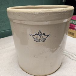 Vintage Crock. #3 Blue Crown