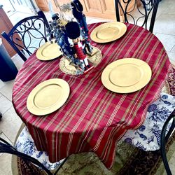 Black Metal & Glass Dining Table With Mirror Center