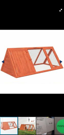 Rabbit Hutch-Wooden Chicken Coop w Run~NEW~Outdoor Cage~45"x20.5"~Orange