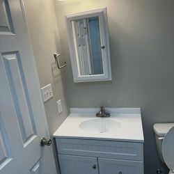 Bathroom Vanity with Mirror and Light Fixture