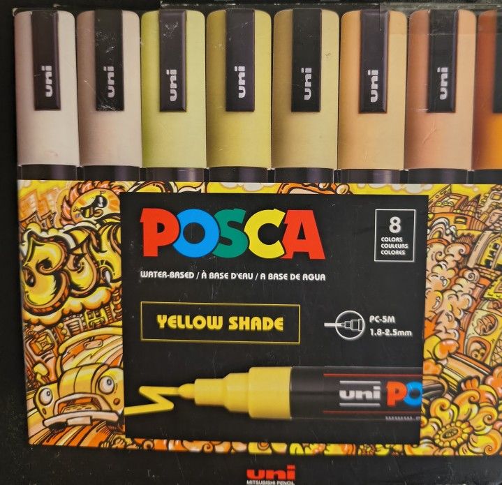 POSCA Yellow Shade 8 count Water Based Paint Markers 