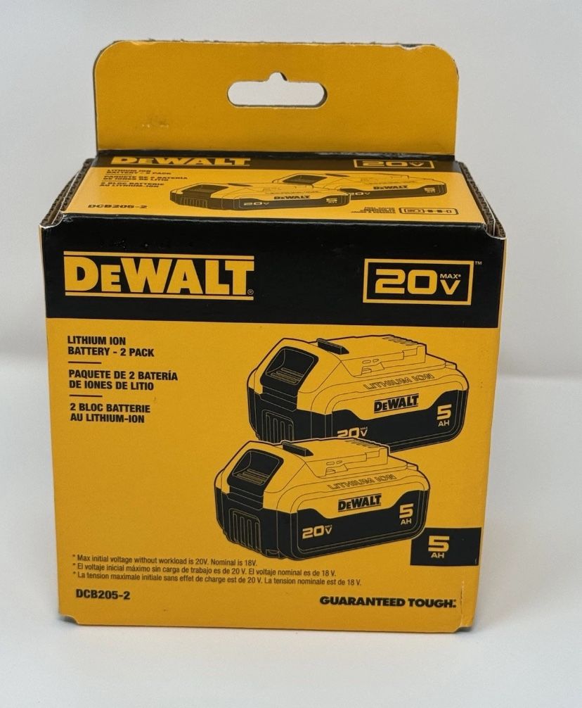 Dewalt 2 Set Baterias De 20volts Y 5.0 Ah DCB205-2 Nuevas Selladas