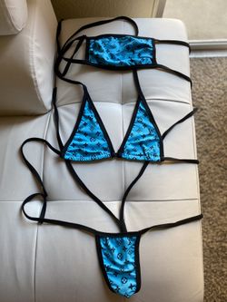 Louis Vuitton print bikini with mask