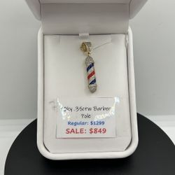 10KY .35CTW Barber Pole Pendant