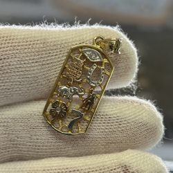 14kt Tri Tone Gold Lucky Charm Pendant 