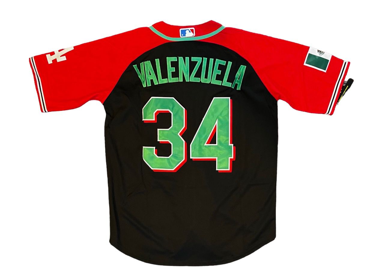 Black LA Dodgers #34 Fernando Valenzuela Throwback 2patch special ed Jersey  XL
