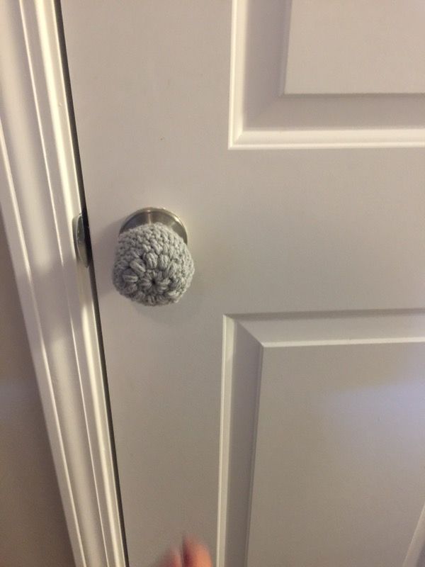 Crocheted child proof door knob covers