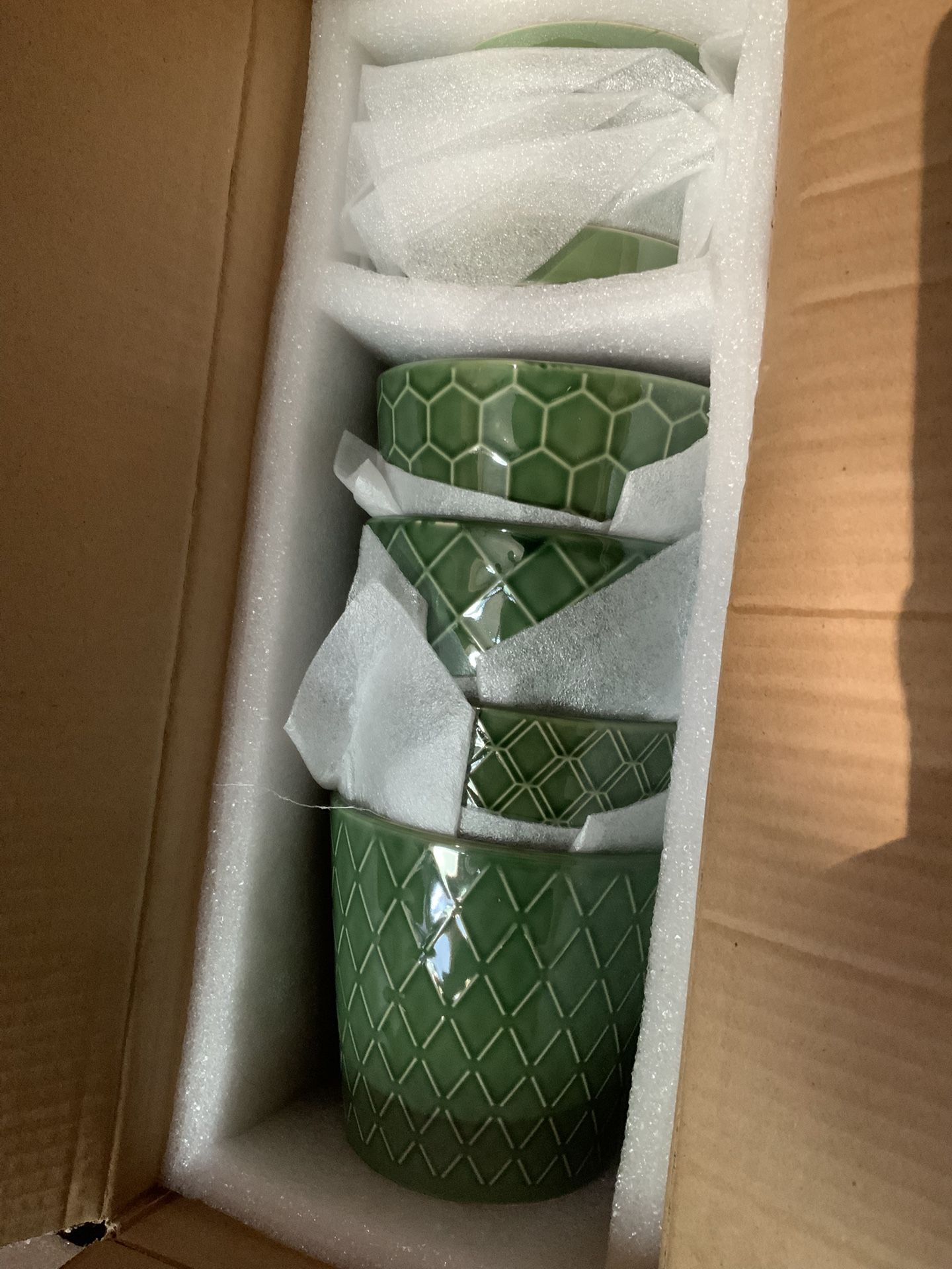 4pc Green Ceramic Plant Pots