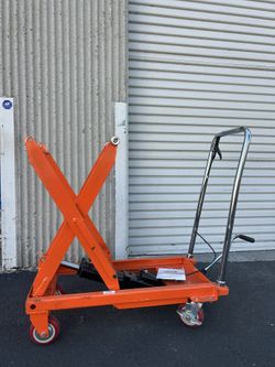 VEVOR Hydraulic Lift Table Cart, 1100lbs Capacity 35.4" Lifting Height, Manual Single Scissor Lift Table with 4 Wheels and Non-slip Pad, Hydraulic Sci