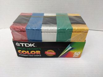 TDK High Density COLOR 3.5" IBM Formatted Floppy Disks  NEW Sealed 50 pack